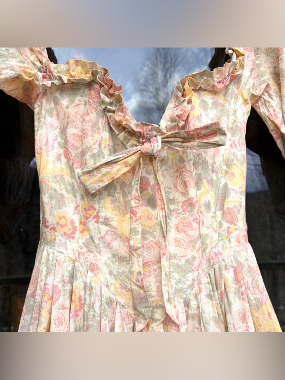*RARE* Laura Ashley Vintage 80s Floral Meadow Decadence Bo Peep Ball Gown Sz 10 - Picture 4 of 16
